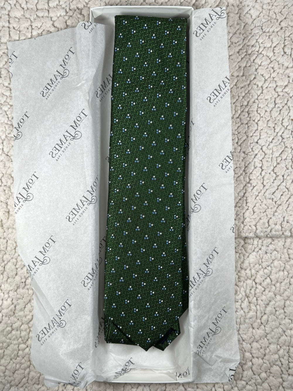 Green Textured Dot Tie - Tom James 100% Silk